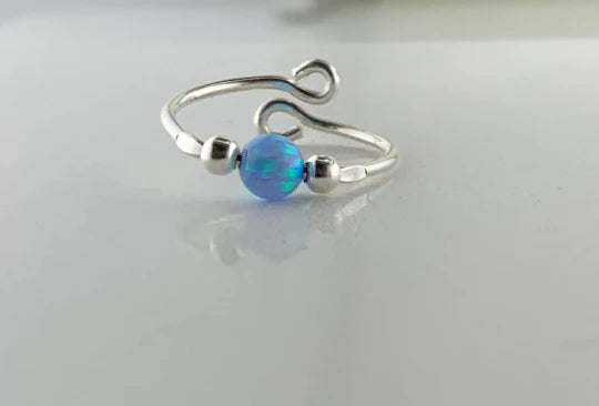 Blue Opal Bead Toe Ring