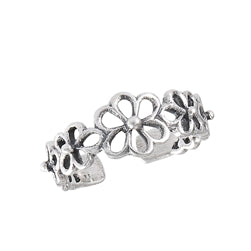 Silver Flower Power Toe Ring